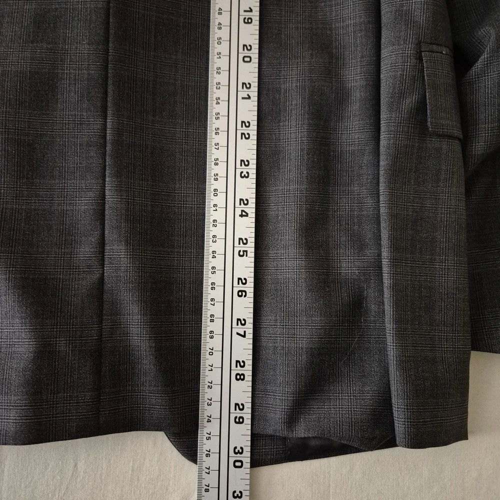 John Varvatos USA Mens Grey Glen Plaid 100% Wool‎ Blazer Sport Coat 36R